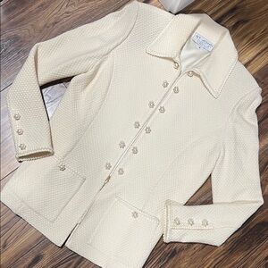 St. John Ivory Buttoned details zipper Blazer jacket